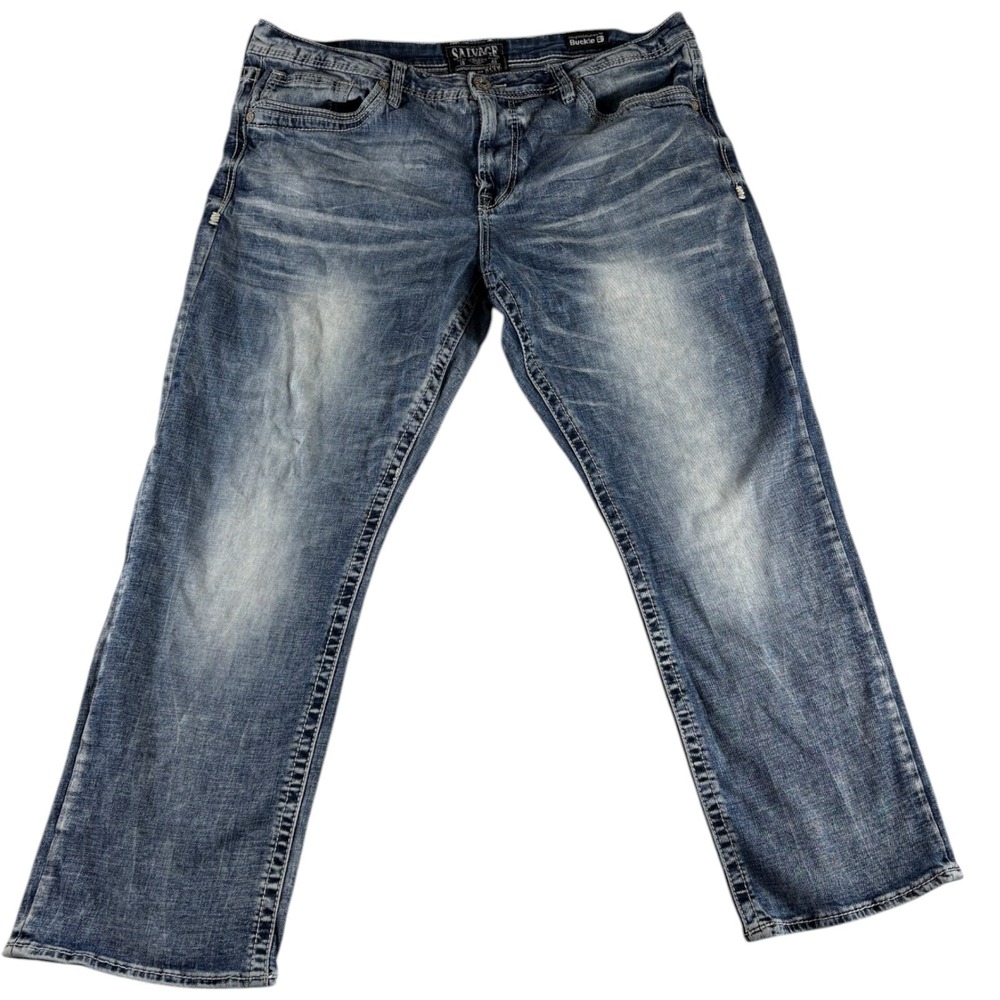 Buckle Salvage Anarchy Straight Jeans Mens 38 Blue Denim Medium Wash Relaxed Fit